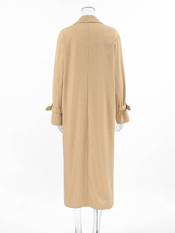 Long Sleeves Loose Split-Joint Lapel Outerwear Trench Coats