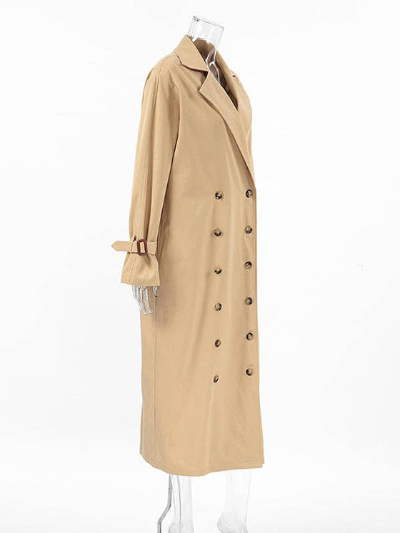 Long Sleeves Loose Split-Joint Lapel Outerwear Trench Coats