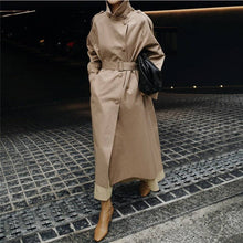  Long Sleeve Solid Color Tie-Waist Trench Coat