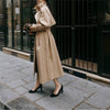Long Sleeve Solid Color Tie-Waist Trench Coat