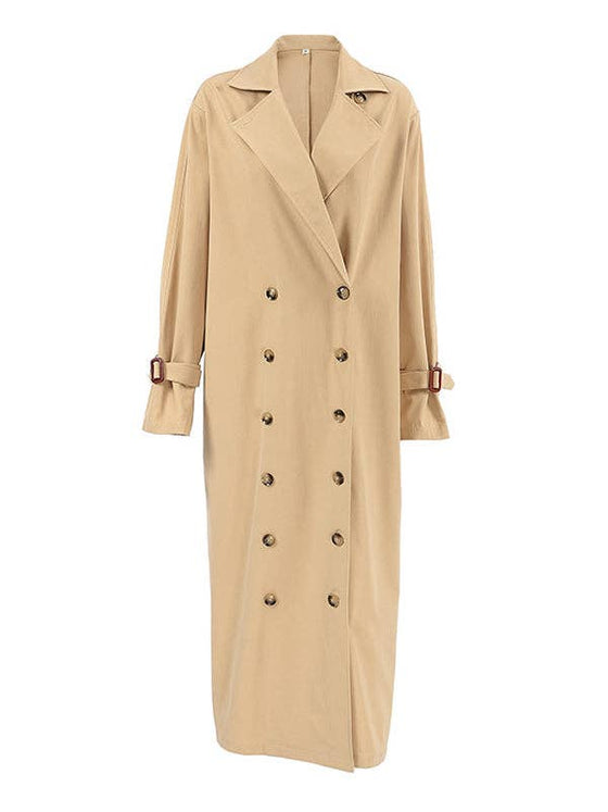 Long Sleeves Loose Split-Joint Lapel Outerwear Trench Coats