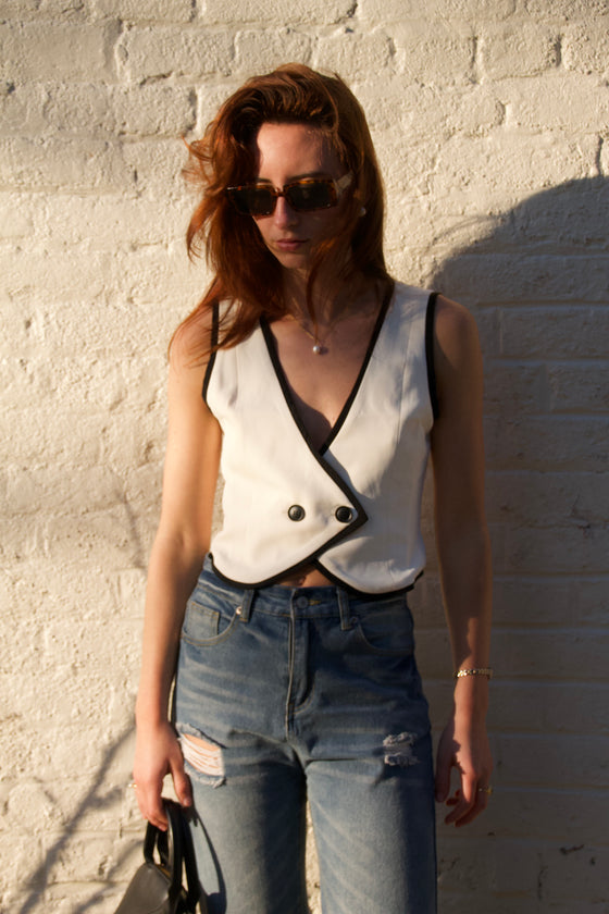 Barbara Vest Top in Cream