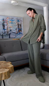 Olive Grove Lounge Button Down Top