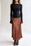 Chestnut Silk Midi Skirt