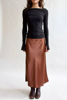  Chestnut Silk Midi Skirt