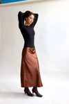 Chestnut Silk Midi Skirt