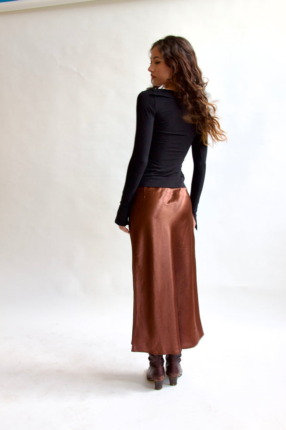 Chestnut Silk Midi Skirt