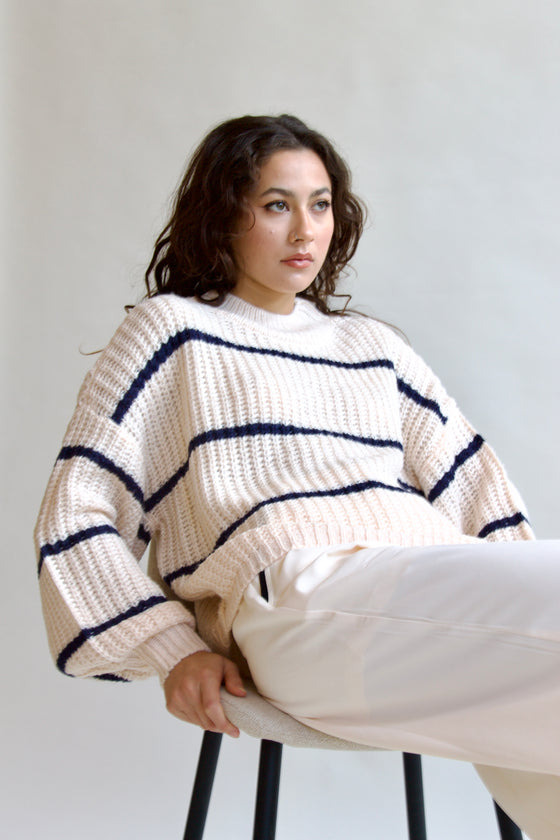 Catching Coffee Knit Cream Sweater