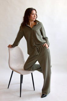  Olive Grove Lounge Button Down Top