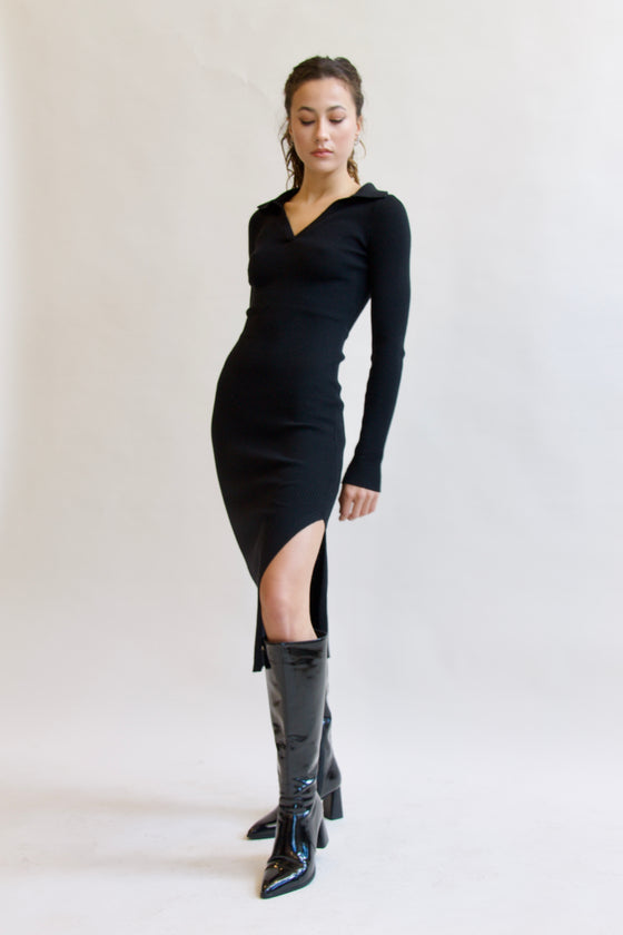 Falling for a Black Knit Dress