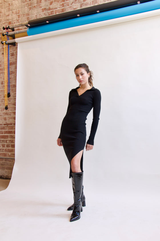 Falling for a Black Knit Dress