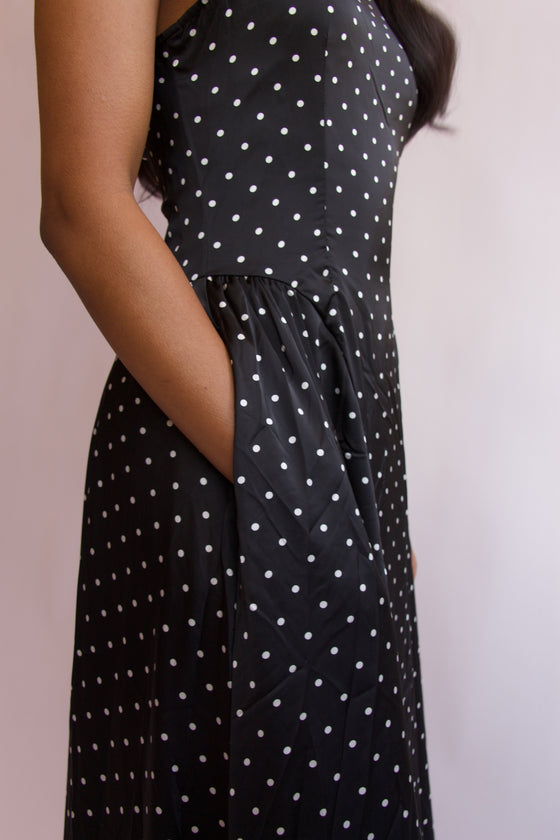 Miss Hepburn Polka Dot Maxi Dress With Pockets