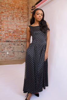  Miss Hepburn Polka Dot Maxi Dress With Pockets