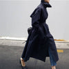 Long Sleeve Solid Color Tie-Waist Trench Coat