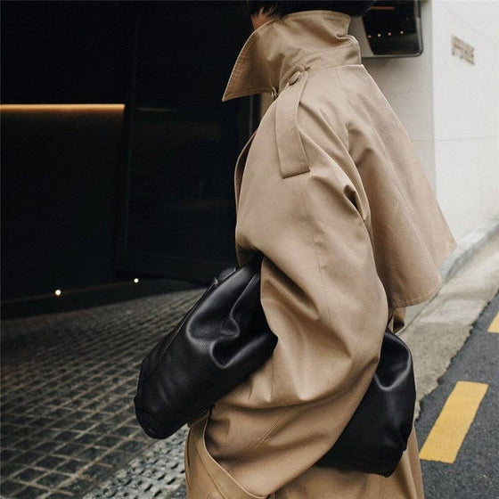 Long Sleeve Solid Color Tie-Waist Trench Coat